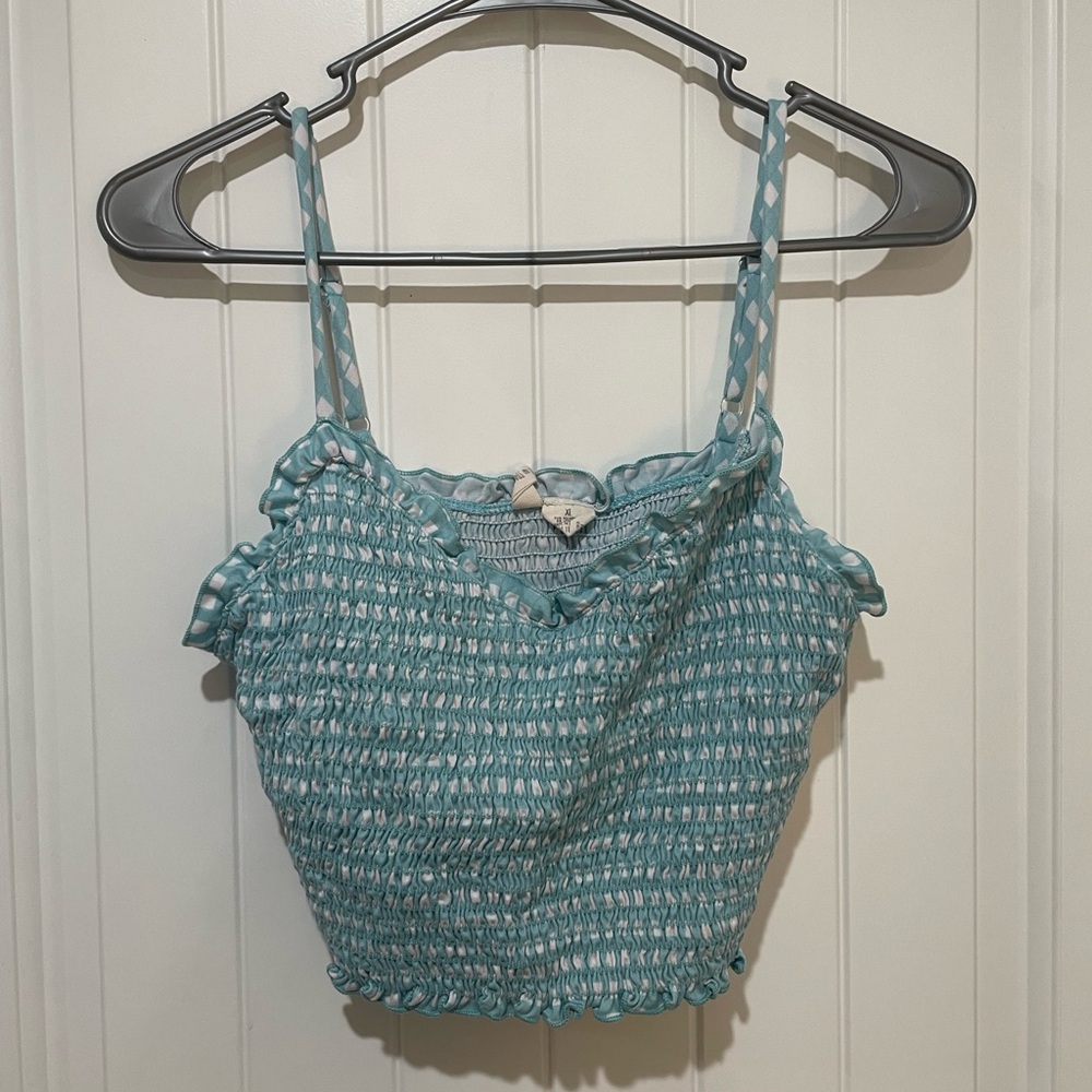 Blue checkered crop top
